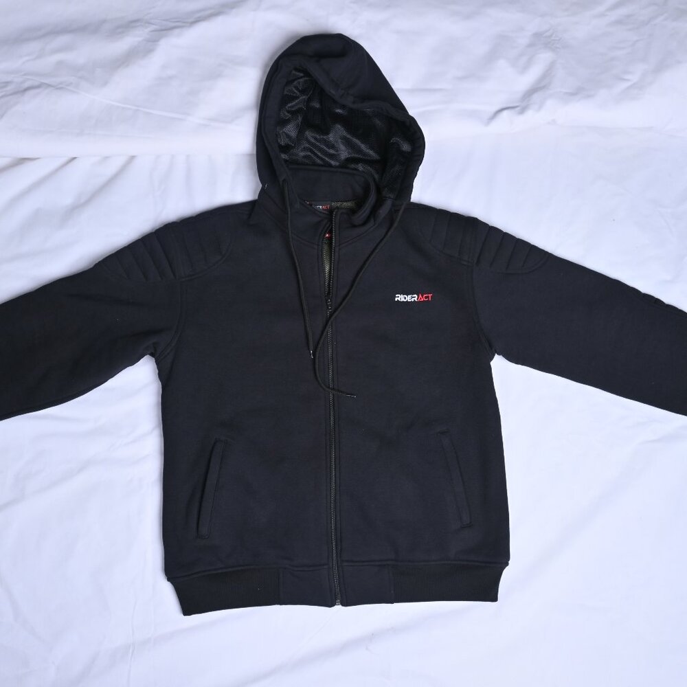 RIDERACT® Black Men Performance Sweater 4XL Motorbike Hoodie Lightweight Hoodie